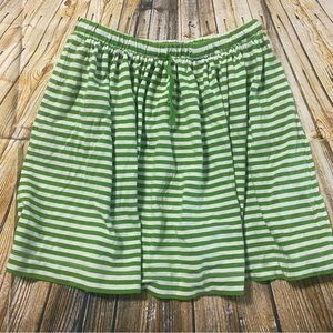 Crewcuts Green White Striped Cotton Pull On Stretch Skirt